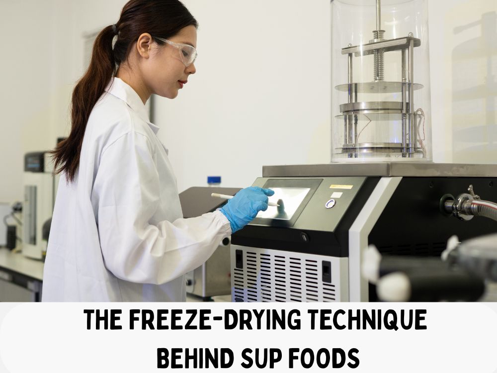 girl operating the freeze drying machine in lab coat